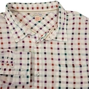 Carbon 2 Cobalt Men's XXLT Long Sleeve Cotton Gauze Shirt Colorful Checkerd Grid